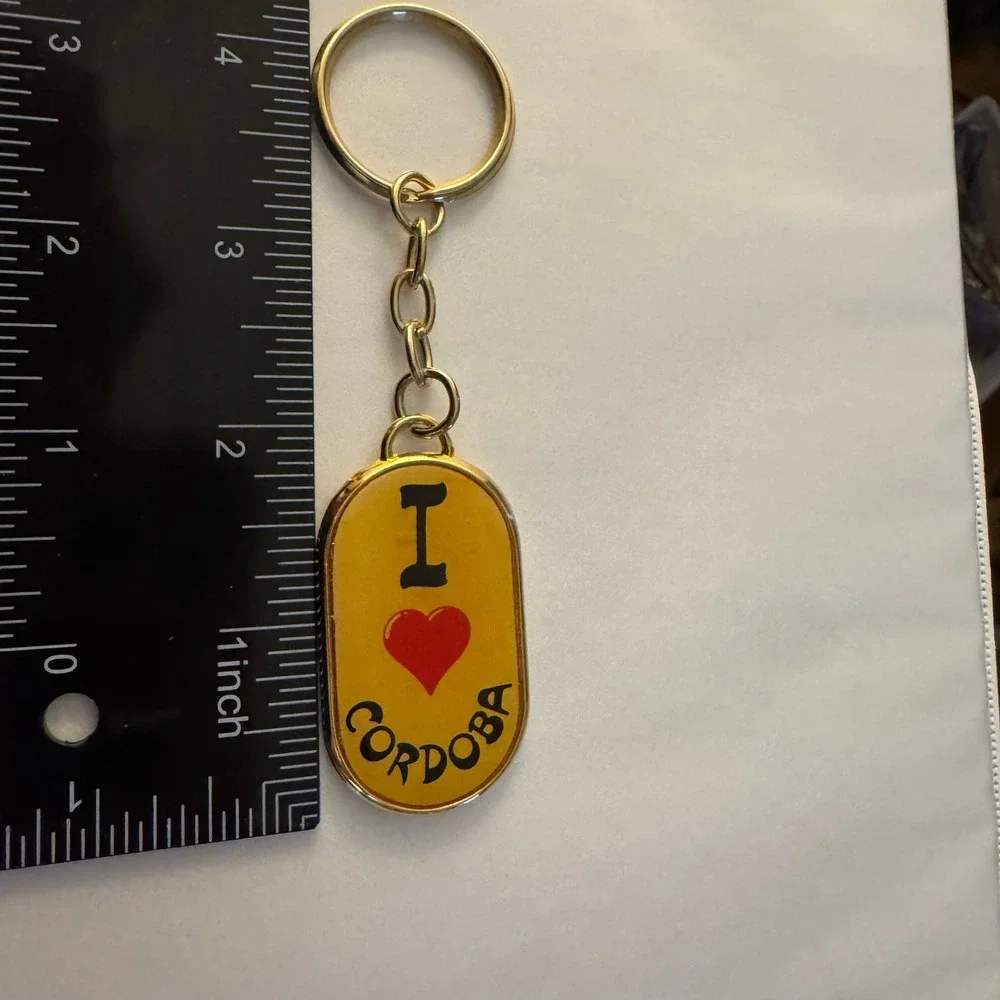 I Love‎ Cordoba Keychain Gold Tone Souvenir Travel Charm City Landmark
